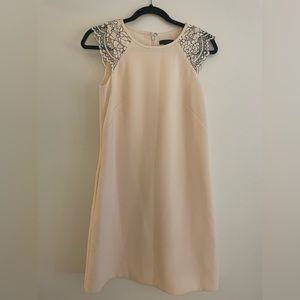 J. Crew Cap Sleeve Cream Lace Crepe Work Occasion Dress Size 0; Great Condition